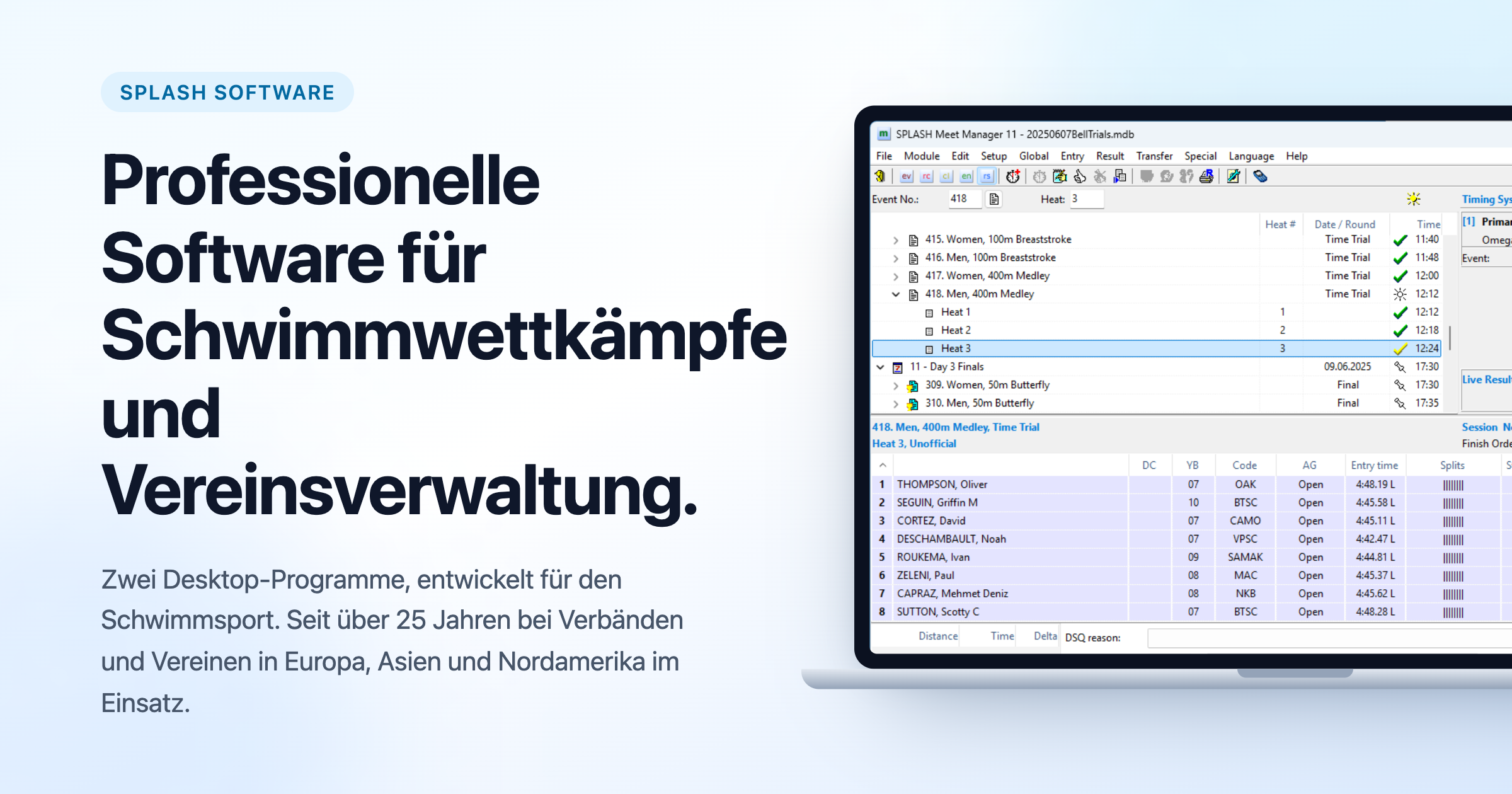 Splash Software — Meet Manager & Team Manager für den Schwimmsport