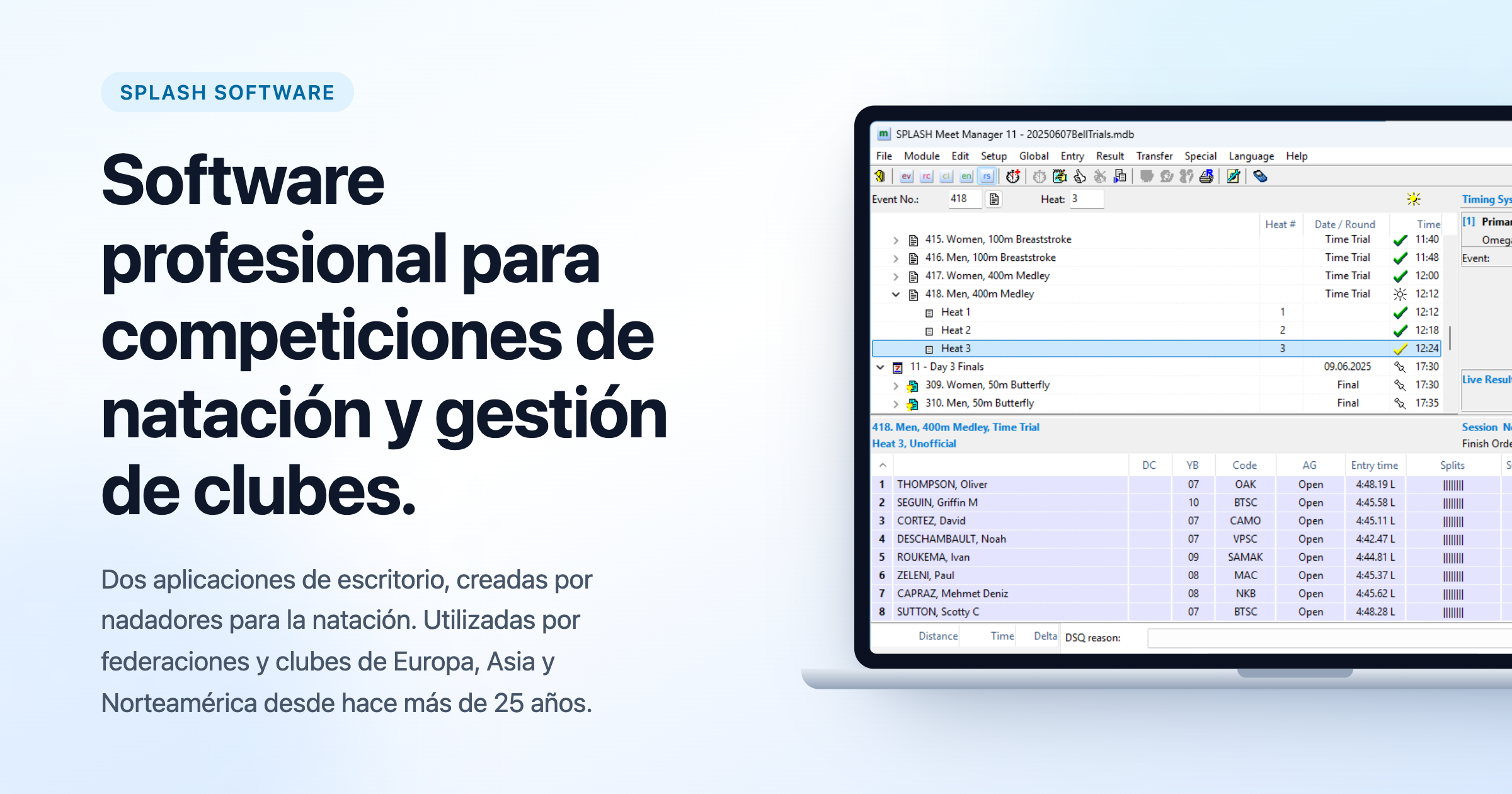 Splash Software — Meet Manager y Team Manager para la natación