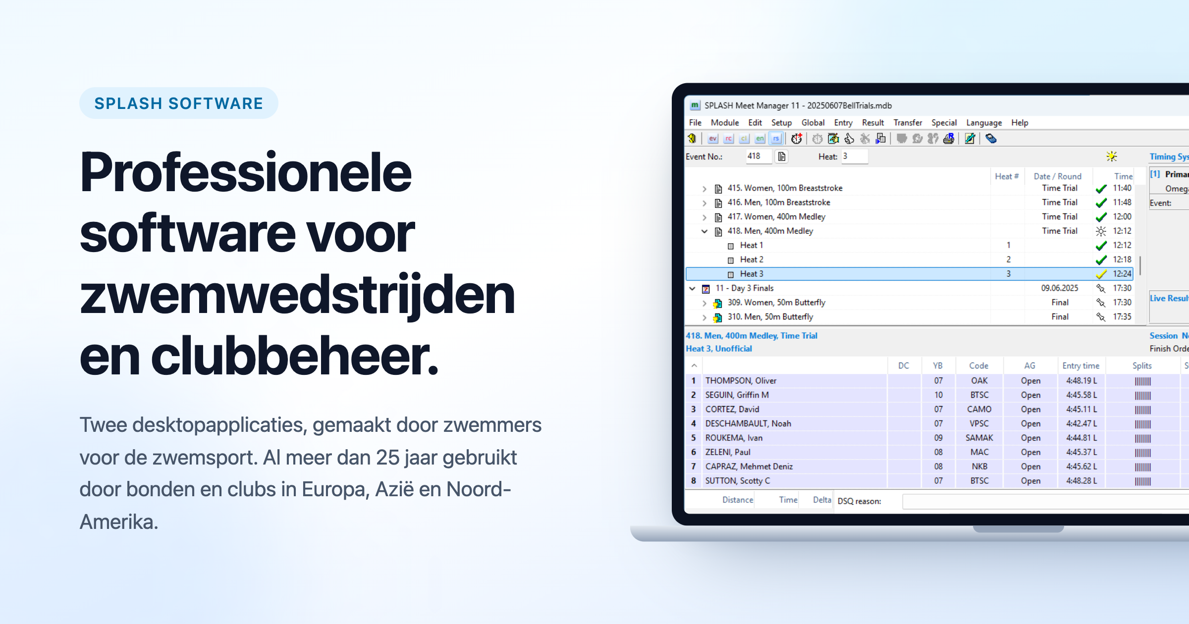 Splash Software — Meet Manager & Team Manager voor de zwemsport